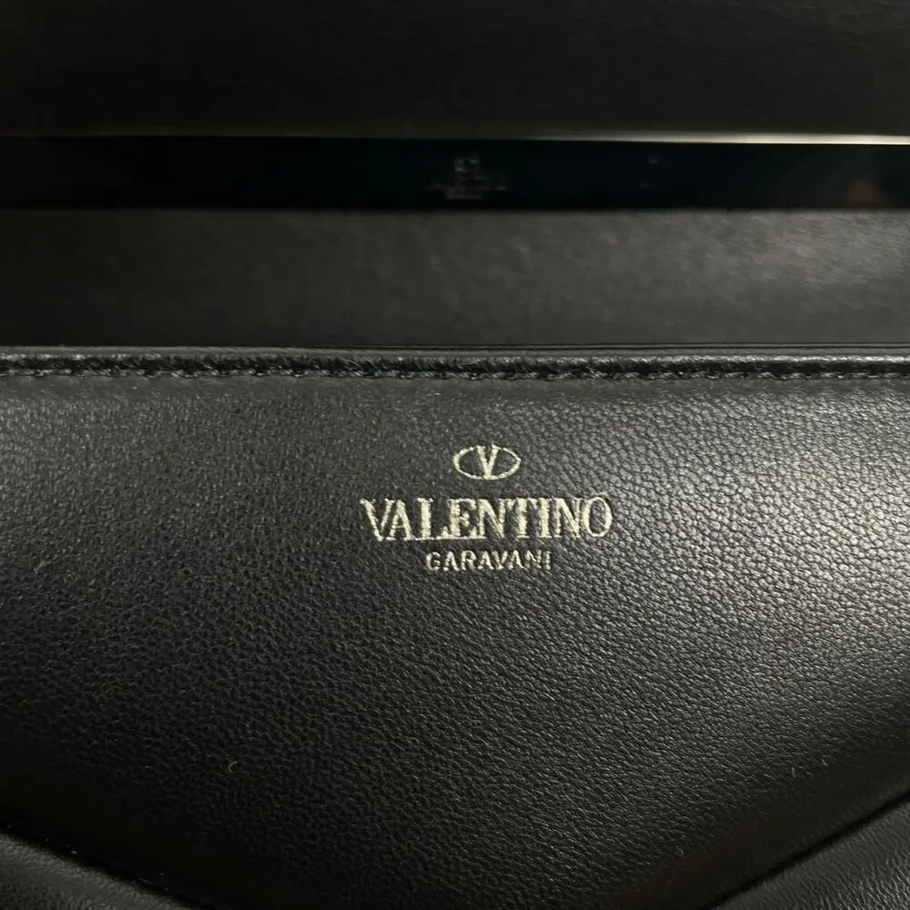 Valentino Garavani One Stud Small Top Handle Leather Flap Bag Black